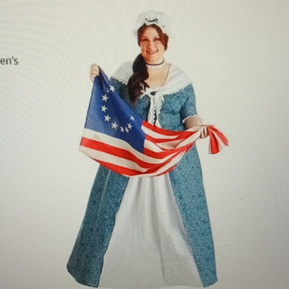 Women"s Plus Size 2X Betsy Ross Colonial Blue and White Adult Costume